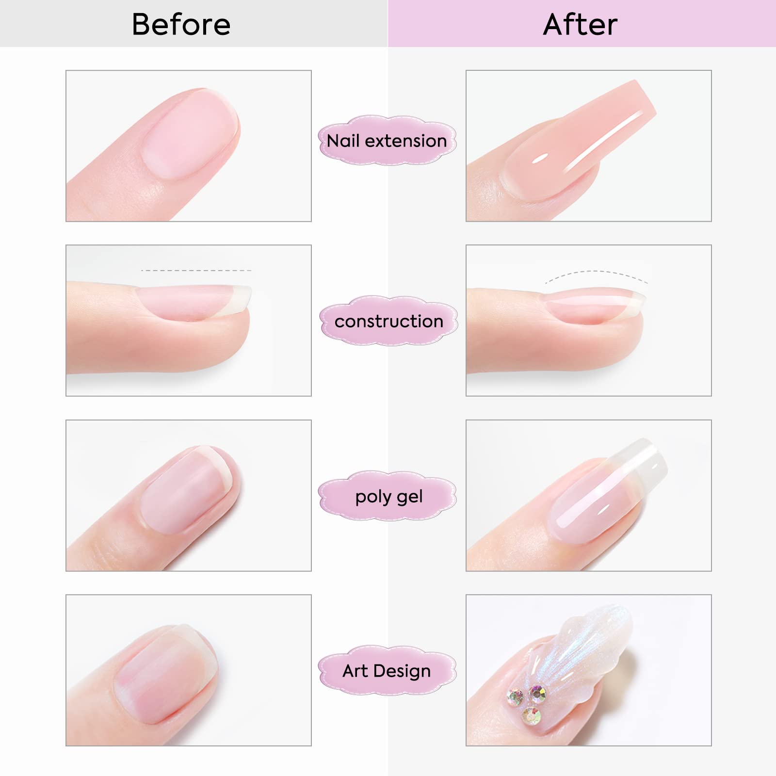 Gel de Extensión de Uñas 50 ml  - Rosa suave