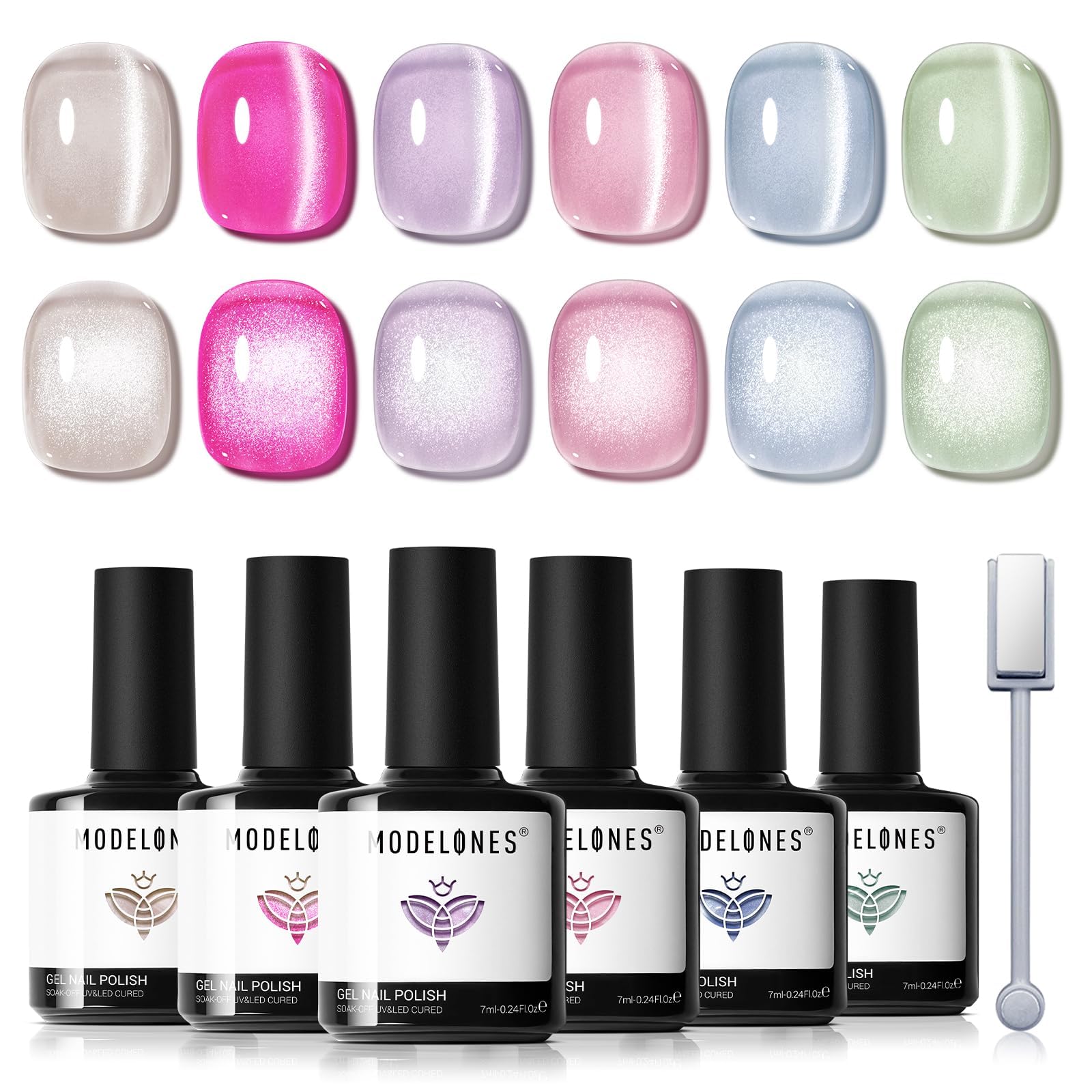 Esmaltes semipermanentes ojo de gato + imán - pack 6 unidades