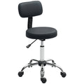 Homcom Swivel Stool with Wheels and Backrest Adjustable Height 78-93 cm Black